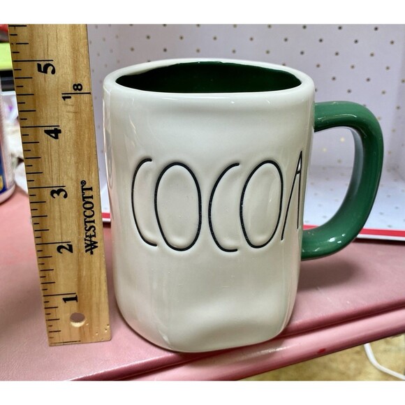 Rae Dunn Artisan Collection COCOA White w/Green Interior Double Sided Winter - Picture 7 of 7